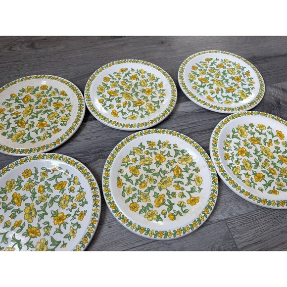 Vintage Taunton Vale Buttercups Plates Dessert Snack 1970s Floral X 6 England - Picture 4 of 13